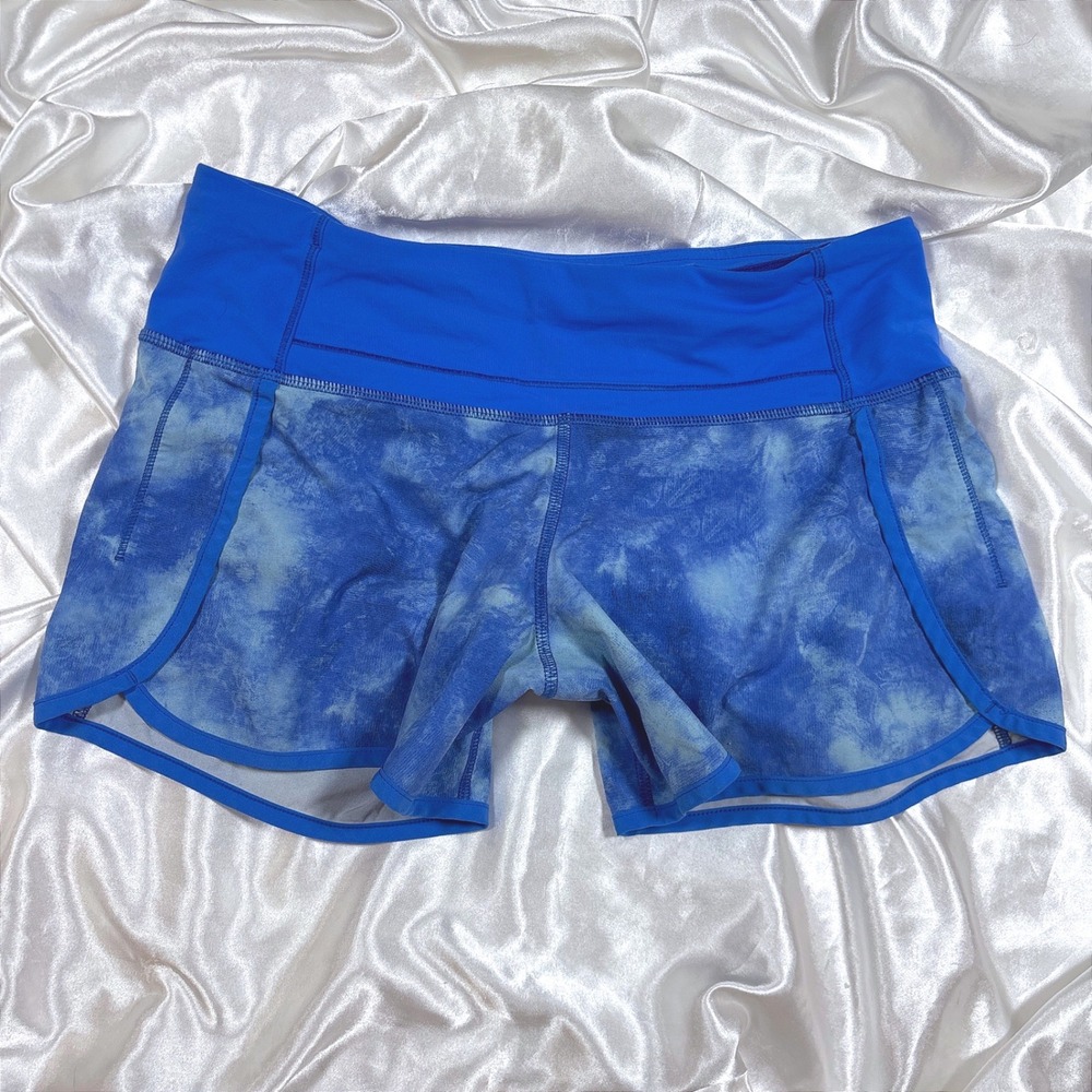 Lululemon Speed Up Shorts Blue Tie Dye Excellent Low Rise Running Shorts 4